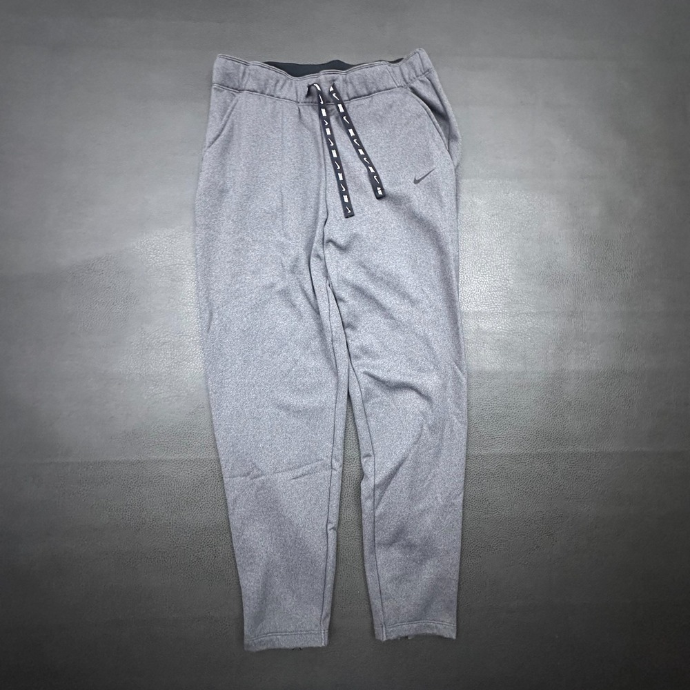 Nike Therma-Fit Sweatpants Mens Small Gray Performance Zip Ankles Gym Run Train